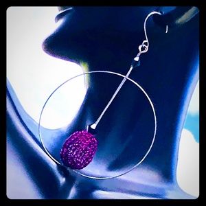 2.5” Handmade Geometric Dangle Hoop Earrings